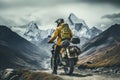 A daring motorcyclist embarks on an epic journey through picturesque mountain terrains
