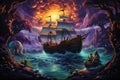 Daring pirate captains sailing enchanted seas - Generative AI