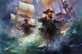 Daring pirate captains sailing enchanted seas - Generative AI