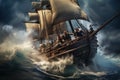 Daring pirate captains sailing enchanted seas - Generative AI