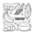 Carbohydrate food element set with outline illustration Royalty Free Stock Photo