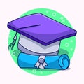 Graduation hat and diploma with hand drawn illustration Royalty Free Stock Photo