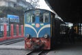 Darjeeling himalayan toy train at ghum railway station highest railway station of india. it is a unesco world heritage site