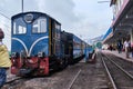 DARJEELING, INDIAN -June 22, The toy train of Darjeeling Himalayan Railway runs on the track in Darjeeling, India. Darjeeling Royalty Free Stock Photo