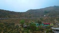 Darjeeling landscape Tea Garden and Batasia Loop Aerial View and Toy Train Darjeeling