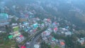 Darjeeling landscape Tea Garden and Batasia Loop Aerial View and Toy Train Darjeeling