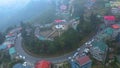 Darjeeling landscape Tea Garden and Batasia Loop Aerial View and Toy Train Darjeeling