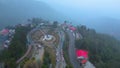 Darjeeling landscape Tea Garden and Batasia Loop Aerial View and Toy Train Darjeeling