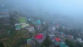 Darjeeling landscape Tea Garden and Batasia Loop Aerial View and Toy Train Darjeeling