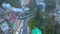 Darjeeling landscape Tea Garden and Batasia Loop Aerial View and Toy Train Darjeeling