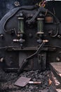 Darjeeling, West Bengal, India - Close up detail of steam engine toy train of Darjeeling Himalayan railway at station, Darjeeling