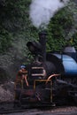 Darjeeling, West Bengal, India - Close up detail of steam engine toy train of Darjeeling Himalayan railway at station, Darjeeling Royalty Free Stock Photo