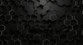 A dark, abstract background composed of interlocking hexagonal shapes Royalty Free Stock Photo