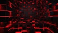 Dark Cubes with Red Neon Glow Abstract Background geometric Royalty Free Stock Photo