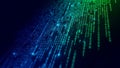 Digital Data Stream of Binary Code with Blue and Green Glowing Numbers Falling in a Dark Abstract Background Royalty Free Stock Photo