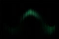 Dark Abstract Background with Glowing Green Equalizer Waveform and Digital Vertical Scan Line Effect Royalty Free Stock Photo