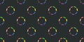 Dark Abstract Colorful Geometric Wide Scale Seamless Background Design, Rows of Many Colorful Circles Made of Arrows Royalty Free Stock Photo