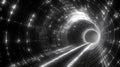 Dark abstract data tunnel with glowing grid lines Royalty Free Stock Photo