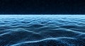 Abstract Blue Digital Waveform Particle Field with Dark Background particles Royalty Free Stock Photo