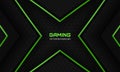 Dark abstract gaming background with hexagon carbon fiber grid and green abstract arrows.