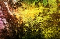 Dark Abstract Painting pink, yellow, Green Grunge Rusty Distorted Decay Old Texture for Autumn Background Wallpaper. Royalty Free Stock Photo