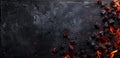Abstract black texture with burning coals on dark background. Perfect for use in presentations, backgrounds, and Royalty Free Stock Photo