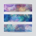Dark abstract triangular blurred banners set with