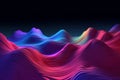 Dark abstract wavy background with blue and pink gradient