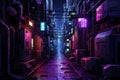 .Dark Alley in Cyberspace, Hyper Detailed Digital Art