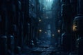 .Dark Alley in Cyberspace, Hyper Detailed Digital Art