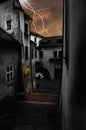 Dark alley scenery Royalty Free Stock Photo