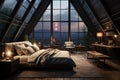 Dark allure Luxurious studio apartment in loft style, large windows