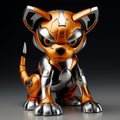 Dark Amber And Silver Samurai Robot Dog Figure By Anime Robot