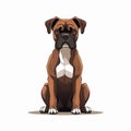 Dark Amber And White Boxer Dog Vector Cartoon Illustration