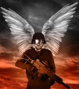 Dark angel with big wings Royalty Free Stock Photo