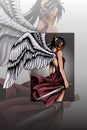Dark angel with mask vector illustration