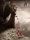 Dark Angel and red rose Royalty Free Stock Photo