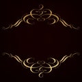 Dark anthracite and red background with luxery golden floral ornaments and golden swirls. Good for logo or invitation