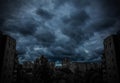 Dark apocalyptic view of a city Royalty Free Stock Photo