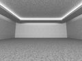 Dark architecture urban background. Concrete empty room with ceiling lights Royalty Free Stock Photo