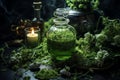 Dark arts green magical fairytale world background backdrop Royalty Free Stock Photo