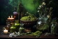 Dark arts green magical fairytale world background backdrop Royalty Free Stock Photo