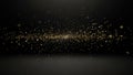 Golden particles exploding and swirling in a dark abstract background Royalty Free Stock Photo