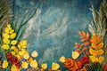 Dark autumn background from autumn leaves. autumn background with copy space.