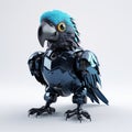 Dark Azure Robot Parrot: A Stunning 3d Rendering Of An Exotic Poodlepunk Pet