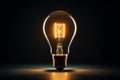 Dark backdrop accentuates the brilliance of a creative light bulb Royalty Free Stock Photo