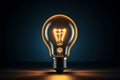 Dark backdrop accentuates the brilliance of a creative light bulb Royalty Free Stock Photo