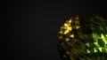 Dark background with abstract glossy shape as low poly ball.