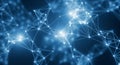 Close-up of a bright blue abstract network of interconnected nodes and lines with a shallow depth of field Royalty Free Stock Photo