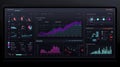 Dark Digital Dashboard with Purple and Teal Data Visualizations Royalty Free Stock Photo